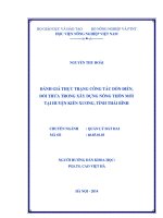 Đánh giá thực trạng công tác dồn điền, đổi thửa trong xây dựng nông thôn mới tại huyện Kiến Xương, tỉnh Thái Bình