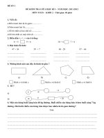 Đề kiểm tra giữa kỳ môn Toán lớp 2 năm học 2011 - 2012