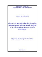 ánh giá việc thực hiện chính sách bồi thường thiệt hại khi nhà nước thu hồi đất ở một số dự án trên địa bàn huyện Hưng Nguyên, tỉnh Nghệ An