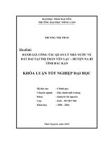 Đánh giá công tác quản lý nhà nước về đất đai tại thị trấn Yến Lạc - huyện Na Rì – tỉnh Bắc Kạn giai đoạn 2010 – 2013.