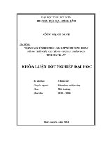 Đánh giá tình hình cung cấp nước sinh hoạt nông thôn xă Vân Tùng - huyện Ngân Sơn - tỉnh Bắc Kạn.