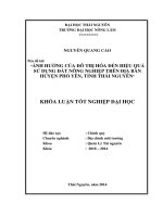 Ảnh hưởng của đô thị hóa đến hiệu quả sử dụng đất nông nghiệp trên địa bàn huyên Phổ Yên tỉnh Thái Nguyên.