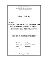 Đánh giá ảnh hưởng của trang trại lợn đến môi trường nước tại xã Quy Kỳ - huyện Định Hóa - tỉnh Thái Nguyên.