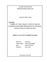 Nghiên cứu thực trạng và đề xuất một số giải pháp giảm nghèo trên địa bàn xã Tân Đoàn, huyện Văn Quan, tỉnh Lạng Sơn.