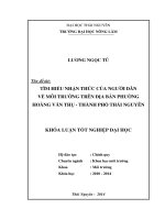 Tìm hiểu nhận thức của người dân về môi trường trên địa bàn phường Hoàng Văn Thụ - Thành phố Thái Nguyên.