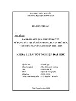 Đánh giá kết quả chuyển quyền sử dụng đất tại xã Tiên Phong - huyện Phổ Yên - tỉnh Thái Nguyên giai đoạn 2010 – 2013.