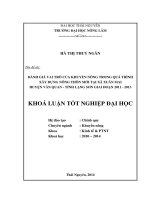 Đánh giá vai trò của khuyến nông trong quá trình xây dựng Nông thôn mới tại xã Xuân Mai - huyện Văn Quan - tỉnh Lạng Sơn giai đoạn 2011 - 2013.