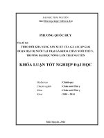 Theo dõi khả năng sản xuất của gà Ai Cập giai đoạn hậu bị nuôi tại trại gà khoa Chăn nuôi Thú y trường Đại học Nông Lâm Thái Nguyên.
