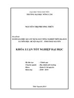 Đánh giá hiệu quả sử dụng đất nông nghiệp trên địa bàn xã Tiên Hội - huyện Đại Từ - tỉnh Thái Nguyên.
