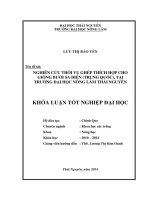 Nghiên cứu thời vụ ghép thích hợp cho giống bưởi Sa Điền (Trung Quốc), tại trường Đại Học Nông Lâm Thái Nguyên.
