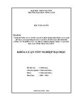 Ảnh hưởng của tuổi cai sữa đến sinh trưởng của lợn rừng lai giai đoạn sau cai sữa nuôi tại Chi nhánh công ty NC&PT động thực vật bản địa tại tỉnh Thái Nguyên.