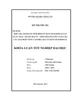 Điều tra, đánh giá tình hình sử dụng hầm biogas tại xã Na Mao - huyện Đại Từ - tỉnh Thái Nguyên và đưa ra các giải pháp nâng cao hiệu quả sử dụng hầm biogas.