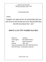 Nghiên cứu một số yếu tố ảnh hưởng đến giá đất ở tại tuyến đường Bắc Kạn thành phố Thái Nguyên giai đoạn 2011-2013.