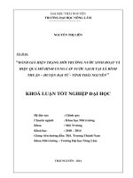 Đánh giá hiện trạng môi trường nước sinh hoạt và hiệu quả mô hình cung cấp nước sạch tại xã Bình Thuận - huyện Đại Từ - tỉnh Thái Nguyên.
