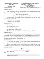 Đề thi học sinh giỏi môn Ngữ văn lớp 7 huyện Việt Yên, Bắc Giang năm 2014 - 2015