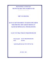 Quản lý quỹ bảo hiểm y tế khám chữa bệnh theo phương thức khoán định suất tại huyện Bình Giang, tỉnh Hải Dương