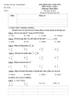 Đề kiểm tra cuối năm môn Toán lớp 4 năm học 2014-2015 trường Tiểu học Trùng Khánh, Hải Dương