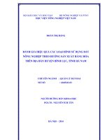 Đánh giá hiệu quả các loại hình sử dụng đất nông nghiệp theo hướng sản xuất hàng hóa trên địa bàn huyện Bình Lục, tỉnh Hà Nam