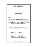 Nghiên cứu tính đa dạng thực vật ở các trạng thái thảm thực vật tại KBT loài & sinh cảnh Nam Xuân Lạc - huyện Chợ Đồn - tỉnh Bắc Kạn.