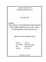 Thực trạng và giải pháp phát triển kinh tế nông nghiệp trên địa bàn xã Bảo Cường - huyện Định Hóa - tỉnh Thái Nguyên.