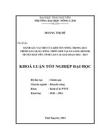 Đánh giá vai trò của khuyến nông trong quá trình xây dựng Nông thôn mới tại xã Long Khánh, huyện Bảo Yên, tỉnh Lào Cai giai đoạn 2011 - 2013.