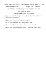 Đề kiểm tra học kì 2 môn Sinh học lớp 6 năm 2015 trường THCS Biên Giới, Tây Ninh