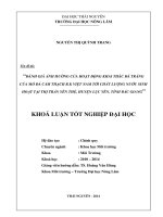 Đánh giá ảnh hưởng hoạt động khai thác đá trắng của mỏ đá cẩm thạch R.K Việt Nam tới chất lượng nước sinh hoạt tại thị trấn Yên Thế, huyện Lục Yên, tỉnh Yên Bái.