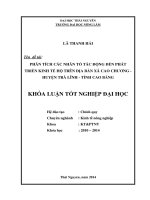 Phân tích các nhân tố tác động đến phát triển kinh tế hộ trên địa bàn xã Cao Chương - huyện Trà Lĩnh - tỉnh Cao Bằng.