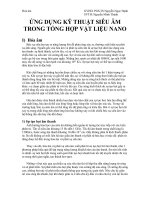 Ứng dụng kỹ thuật siêu âm trong tổng hợp vật liệu nano