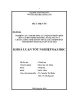 Nghiên cứu ảnh hưởng của một số phân bón hữu cơ đến sinh trưởng, năng suất và chất lượng chè Kim Tuyên tại xã Thịnh Đán – thành phố Thái Nguyên năm 2013.