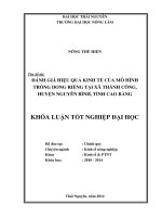 Đánh giá hiệu quả kinh tế của mô hình trồng Dong riềng tại xã Thành Công, huyện Nguyên Bình, tỉnh Cao Bằng.