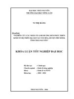 Nghiên cứu các nhân tố ảnh hưởng đến phát triển kinh tế hộ trên địa bàn xã Tân Hòa, huyện Phú Bình, tỉnh Thái Nguyên.