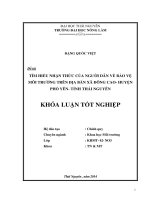 Tìm hiểu nhận thức của người dân về bảo vệ môi trường trên địa bàn xã Đông Cao - huyện Phổ Yên - tỉnh Thái Nguyên.