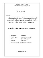 Đánh giá hiệu quả và định hướng sử dụng đất nông nghiệp tại Xã Tân Đoàn, huyện Văn Quan, tỉnh Lạng Sơn.