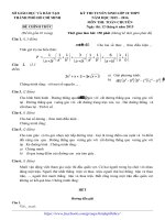 Đề thi tuyển sinh vào lớp 10 môn Toán (chuyên) năm học 2015-2016 Sở GD-ĐT TP Hồ Chí Minh