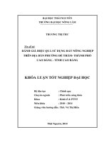 Đánh giá hiệu quả sử dụng đất nông nghiệp trên địa bàn phường Đề Thám, thành phố Cao Bằng, tỉnh Cao Bằng.