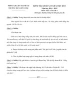 Đề kiểm tra học kì 2 môn Ngữ Văn lớp 7 năm 2015 trường THCS Liên Châu, Hà Nội