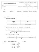 Đề kiểm tra cuối học kì 2 lớp 1 năm 2013-2014 trường Tiểu học Nguyễn Bình Khiêm, Quận 1, TP. Hồ Chí Minh