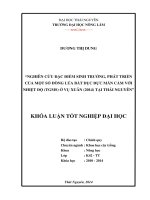 Nghiên cứu đặc điểm, sinh trưởng phát triển một số dòng lúa bất dục đực mẫn cảm với nhiệt độ (TGMS) ở Vụ Xuân(2014), tại Thái Nguyên.