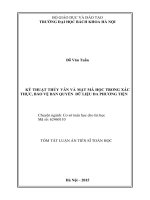 Kỹ thuật thủy vân và mật mã học trong xác thực, bảo vệ bản quyền dữ liệu đa phương tiện