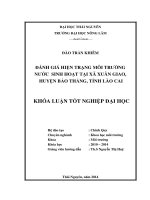 Đánh giá hiện trạng môi trường nước sinh hoạt tại xã Xuân Giao, huyện Bảo Thắng, tỉnh Lào Cai.