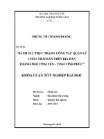 Đánh giá thực trạng công tác quản lý chất thải rắn trên địa bàn thành phố Vĩnh Yên – Tỉnh Vĩnh Phúc.