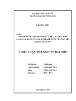 Nghiên cứu ảnh hưởng của mùa vụ đến khả năng sản xuất của gà Hubbard nuôi chuồng kín ở Thái Nguyên.