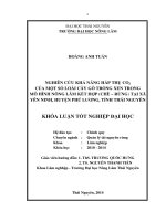 Nghiên cứu khả năng hấp thụ CO của một số loài cây gỗ trồng xen trong mô hình NLKH (chè – rừng) tại xã Yên Ninh, huyện Phú Lương, tỉnh Thái Nguyên.