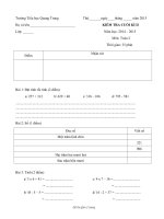 Đề kiểm tra học kì 2 môn Toán lớp 2 năm 2015 trường Tiểu học Quang Trung