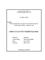 Đánh giá hiệu quả kinh tế cây Quýt tại xã Quang Thuận – huyện Bạch Thông – Tỉnh Bắc Kạn.