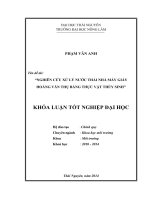 Nghiên cứu xử lý nước thải nhà máy giấy Hoàng Văn Thụ bằng thực vật thủy sinh.