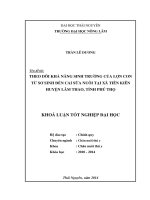Theo dõi khả năng sinh trưởng của lợn con từ sơ sinh đến cai sữa nuôi tại xã Tiên Kiên huyện Lâm Thao tỉnh Phú Thọ.