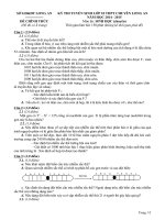 Đề thi tuyển sinh vào lớp 10 môn Sinh năm học 2014-2015 trường THPT Chuyên Long An