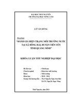 Đánh giá hiện trạng môi trường nước trên địa bàn xã Đông Hải - huyện Tiên Yên - tỉnh Quảng Ninh.